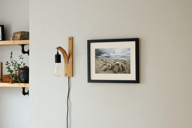 Sandbags On Portobello Beach - Framed Print 15 ¼" x 12 ¼"